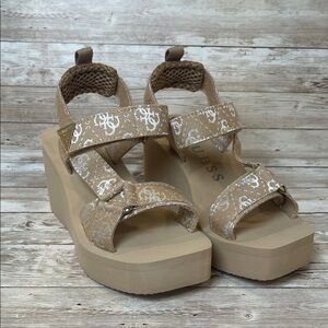 GUESS Beige Platform Sandals Size 5M